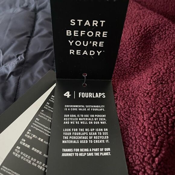 NWT Fourlaps reversible polar quilted Sherpa jacket Burgundy/Smoke size Small - Picture 12 of 16